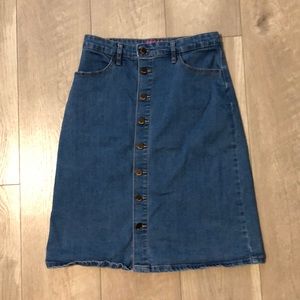 Thrifted Sugar Magnolia long denim skirt